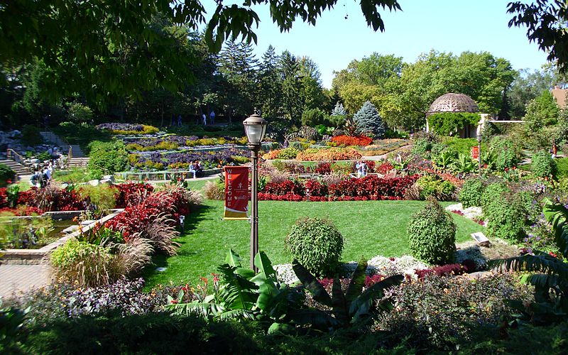 Sunken garden full of flowers