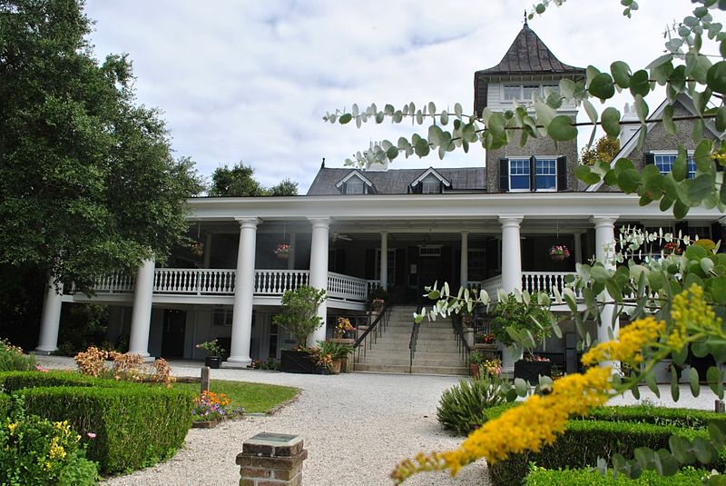 Large white plantation home