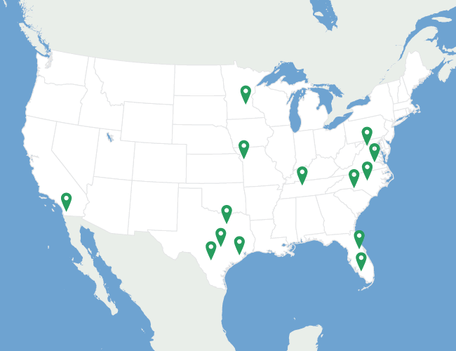 Map of LawnStarter's national service area