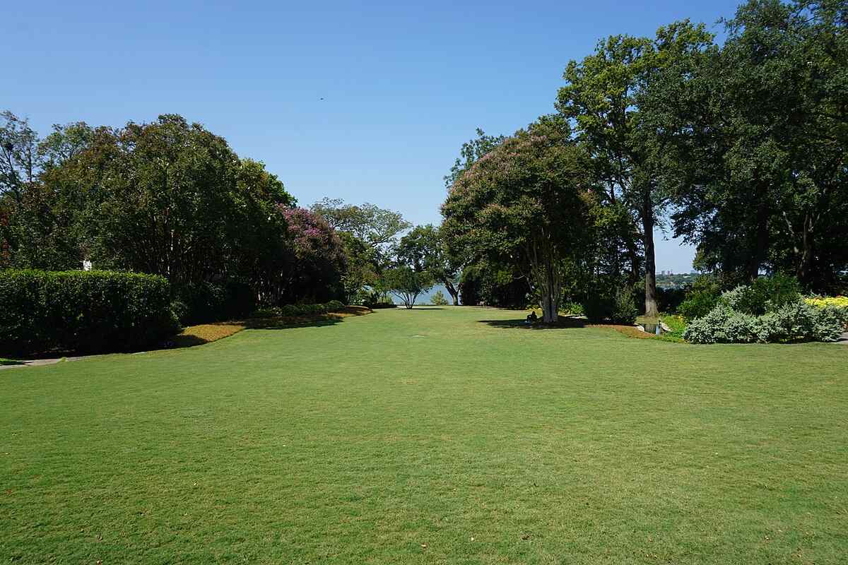 BLawn of botanical garden in dallas