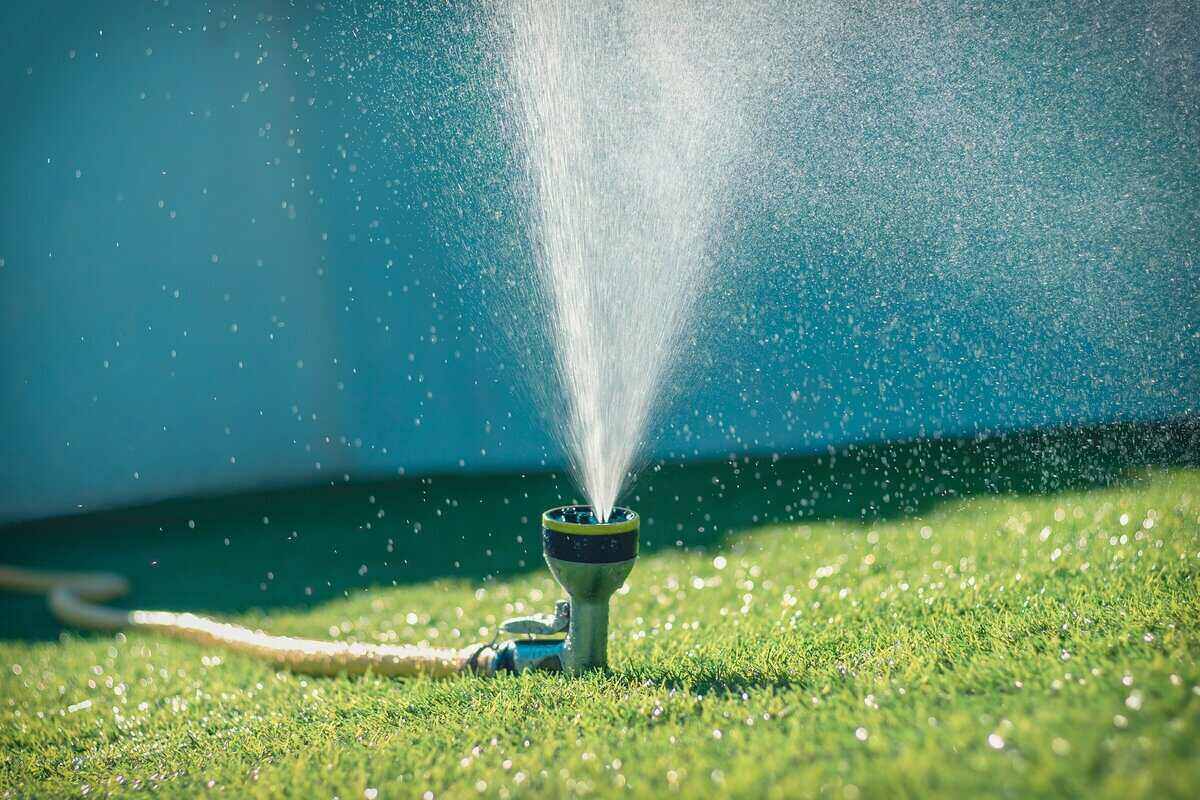 Water Jet Splash on grass