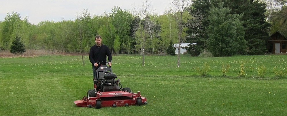 mowing the lawn