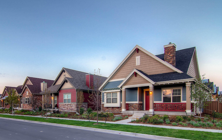 Row of single family homes within a neighborhood