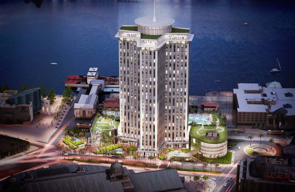 sky view of the New Orleans' World Trade Center