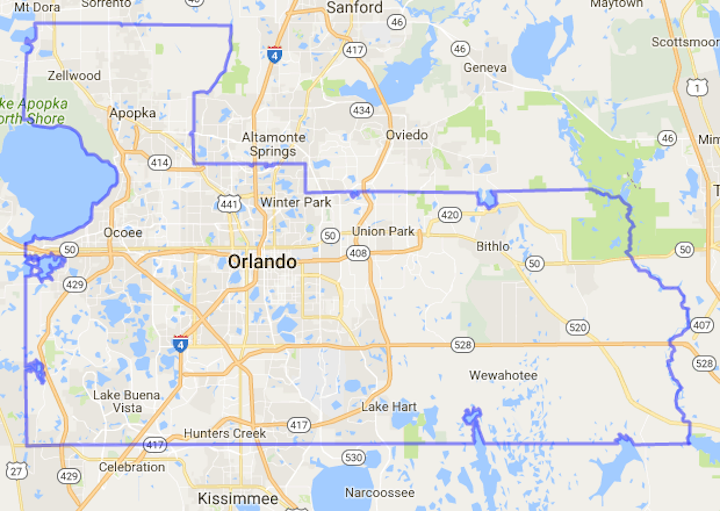 Map Orange County Florida