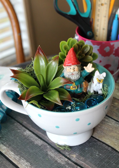 Gnome Tea Cup Fairy Garden