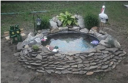Recycled Tractor Tire Pond