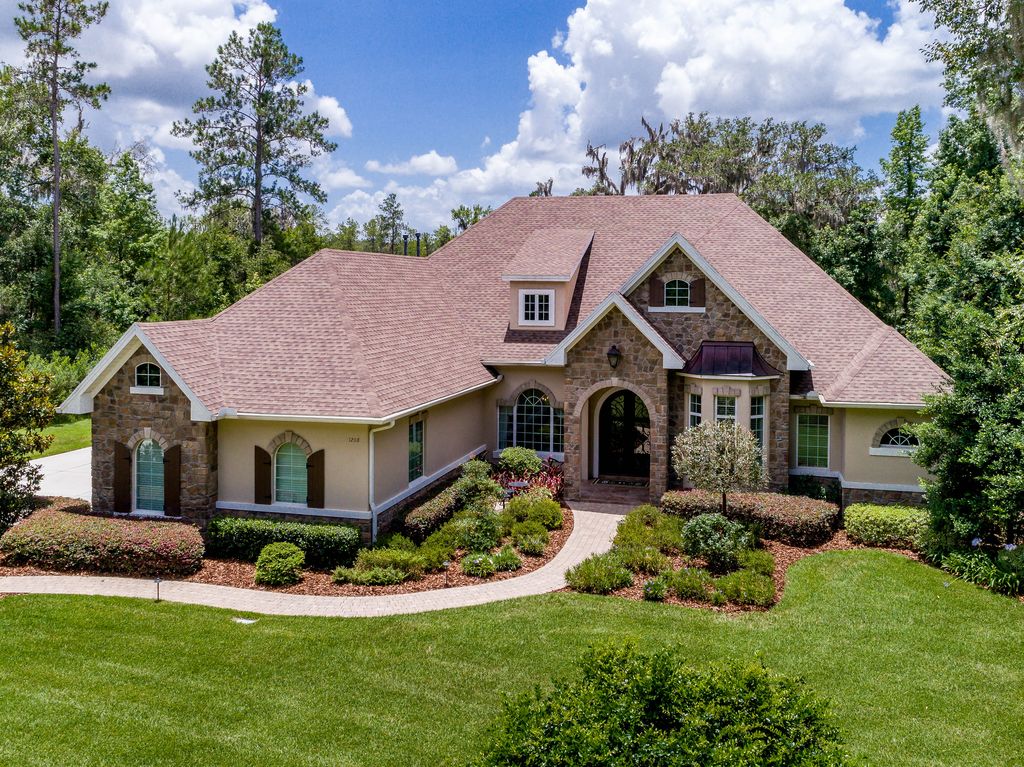 A beautiful house with a lawn