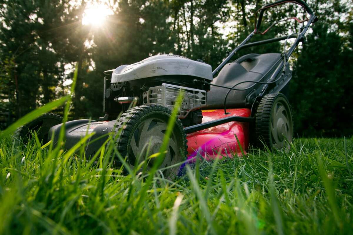 A lawn mower in a lawn