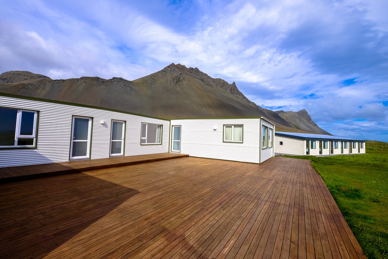 Deck in front of a house