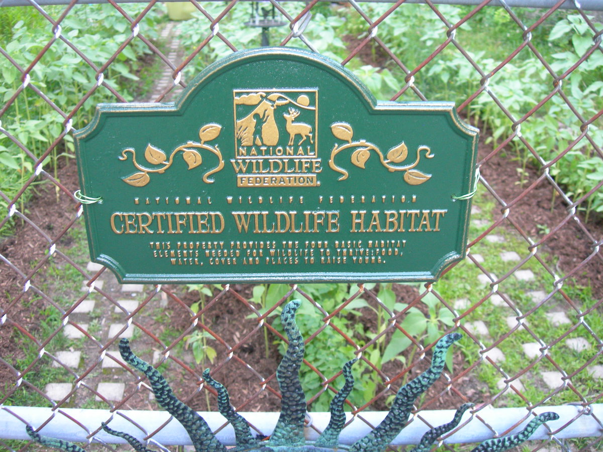 Certified Wildlife Habitat plaque from NWF