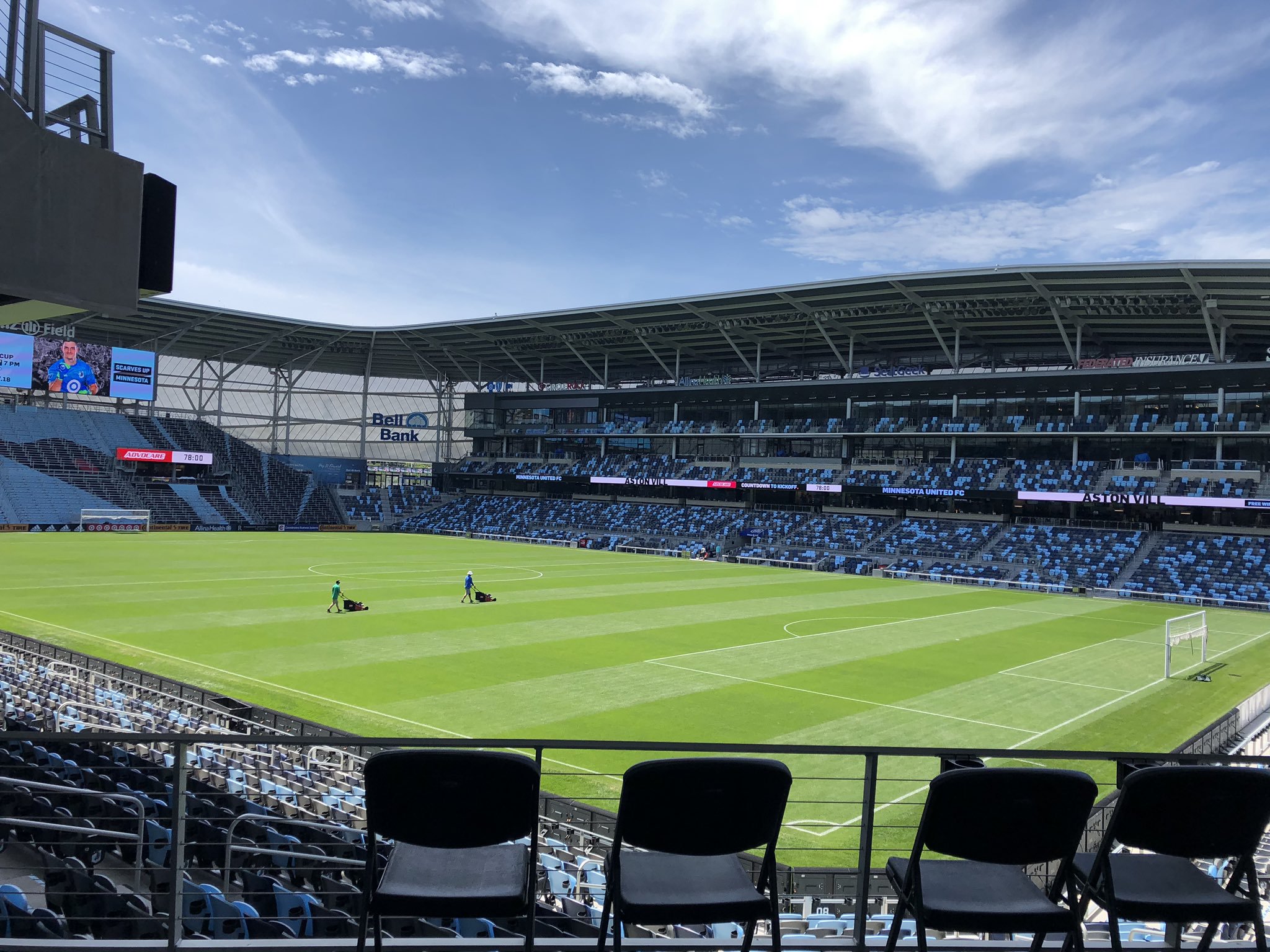 Turf workers stripe Allianz Field, St. Paul, Minn.