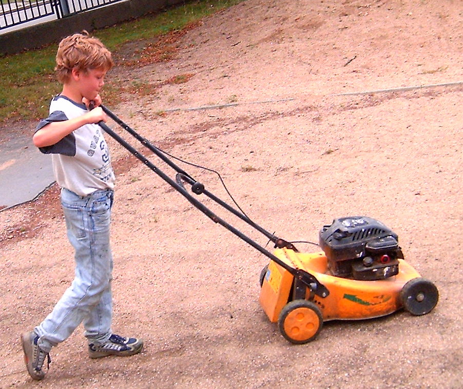 The age of XX is the minimum age to operate a push mower, experts say. 