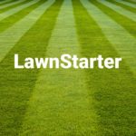 Lawnstarter logo on striped lawn