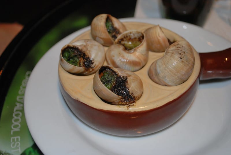 Escargot on a serving tray