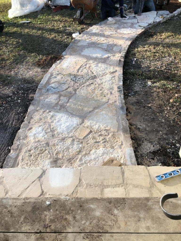 Walkway of pavers