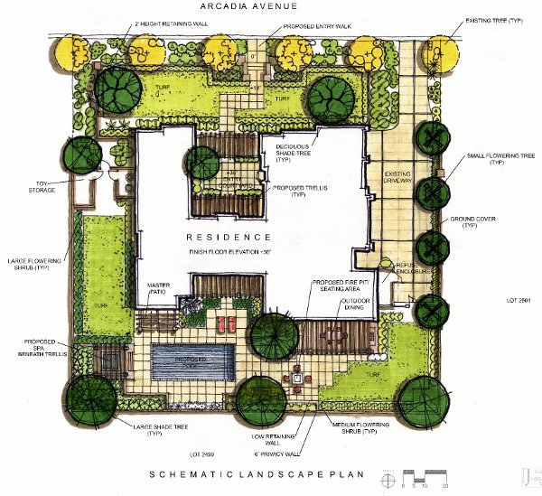 landscape design of a lawn