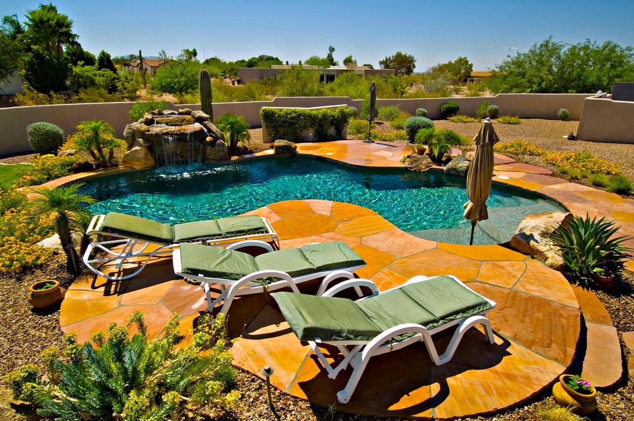 Landscape Around A Pool In Phoenix, Arizona Pool Landscaping Pictures