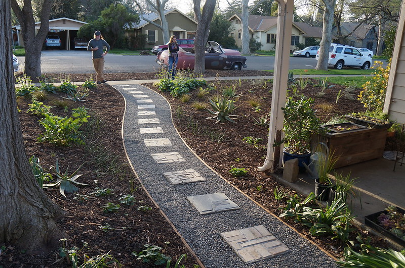 Mulch in front yard.