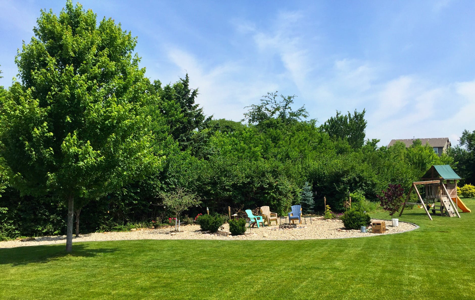 A backyard landscaped for privacy