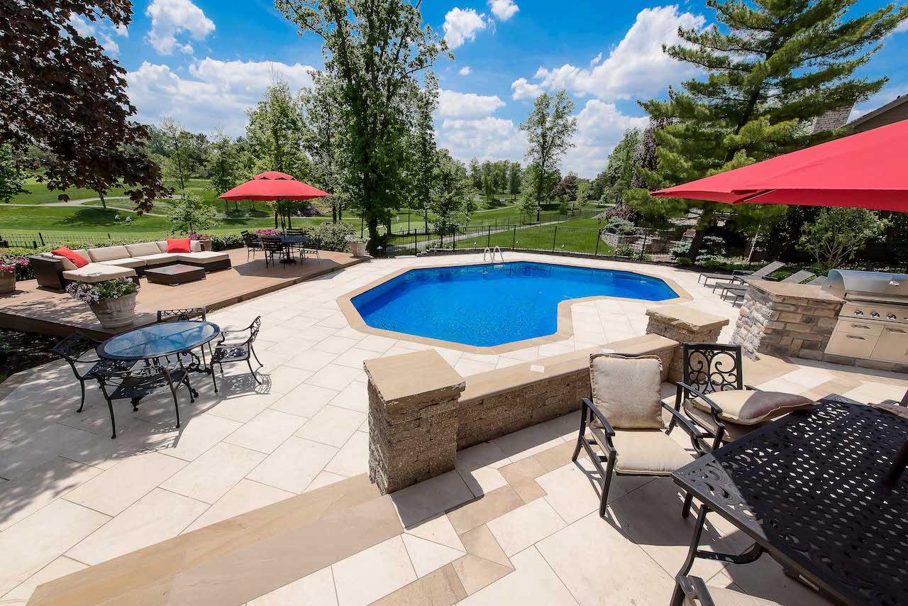 pool in a house backyard
