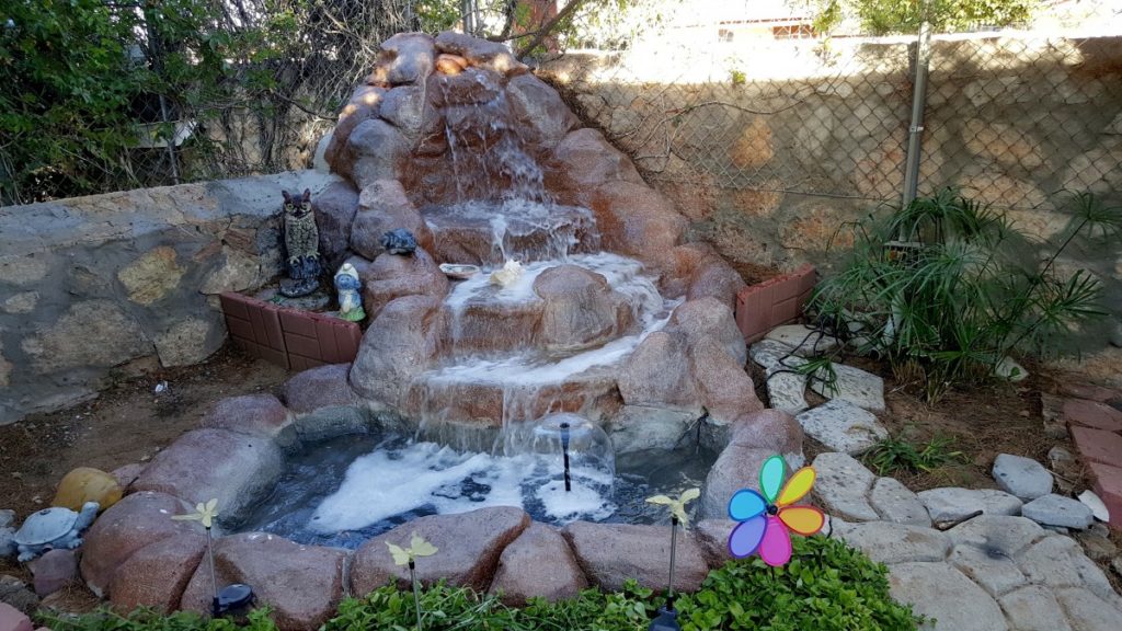 water feature in a lawn