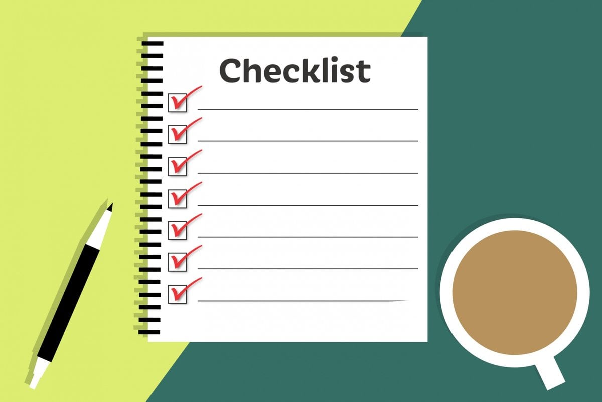Graphic showing pen, checklist and a cup of coffee