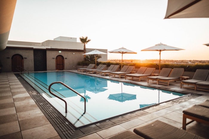 Pool with Shade Umbrellas