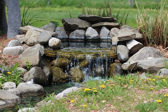 Small waterfall made of stones