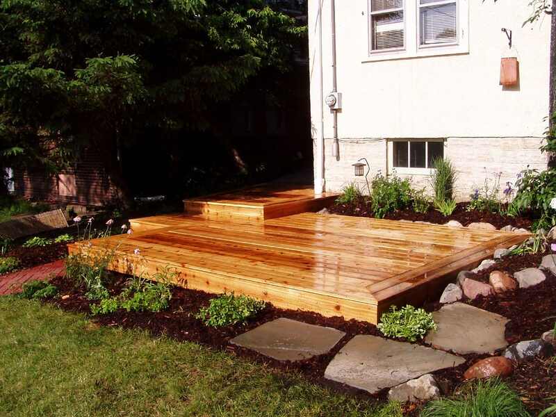 side yard with deck