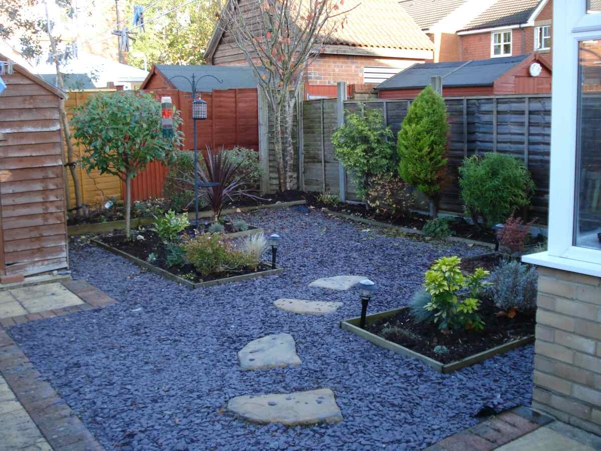 landscaped small backyard