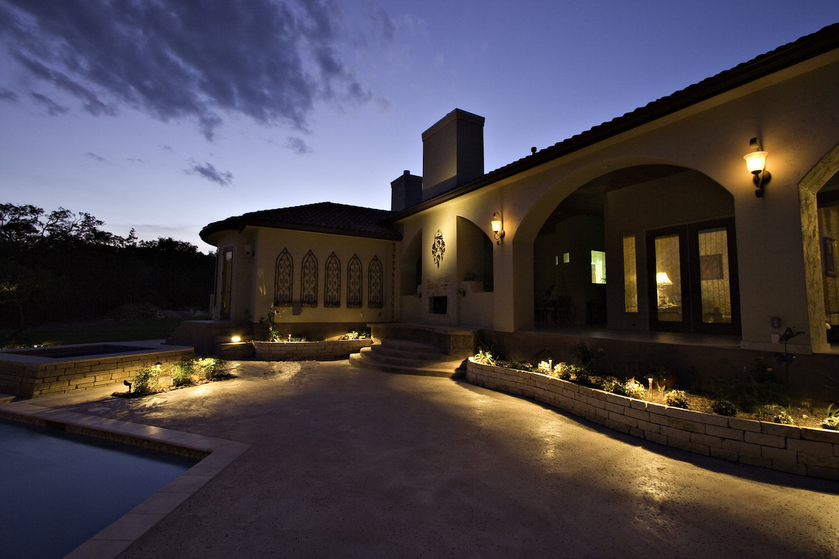 Pool with soothing landscape lighting