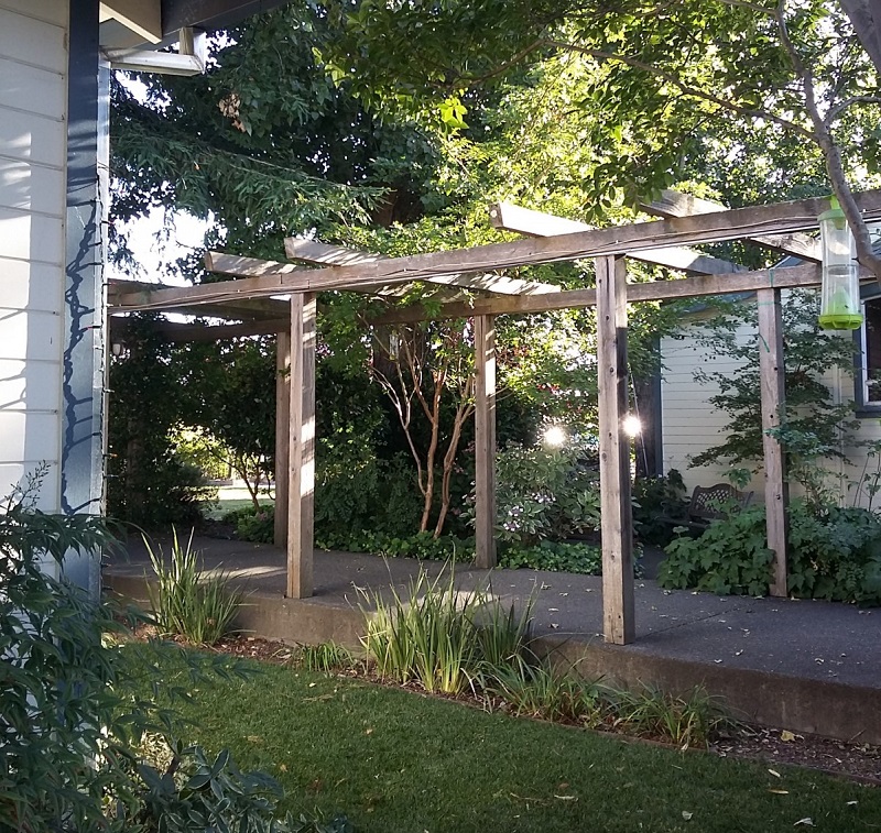 Small brim pergola covering a walkway