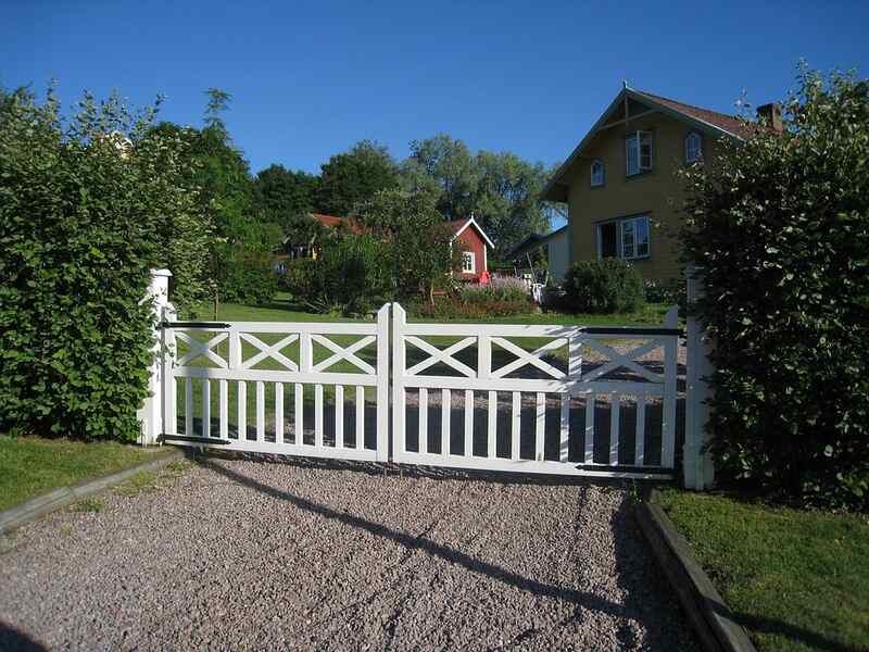 White driveway gate
