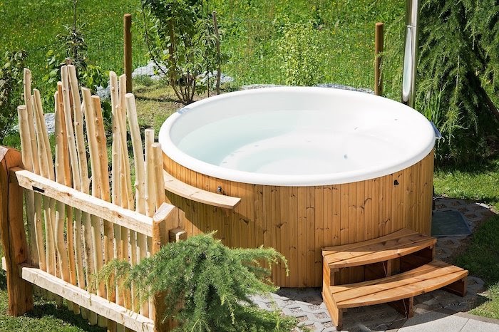 Small above-ground hot tub