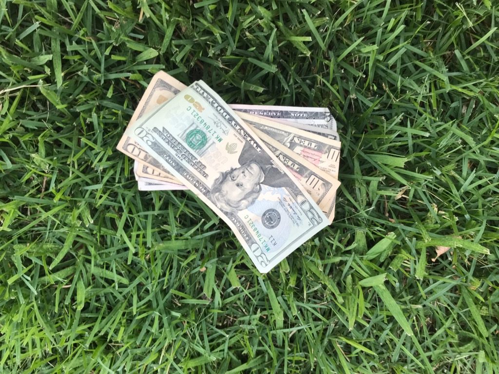 Money on lawn