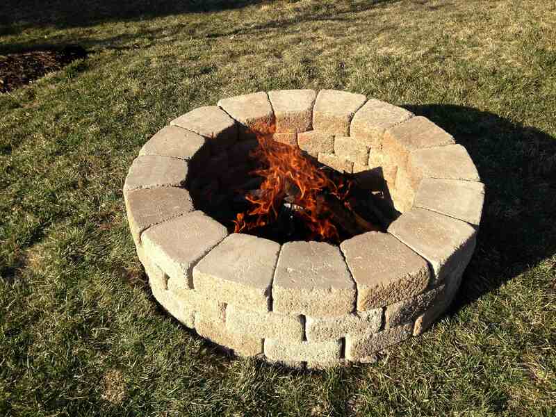 fire pit in backyard
