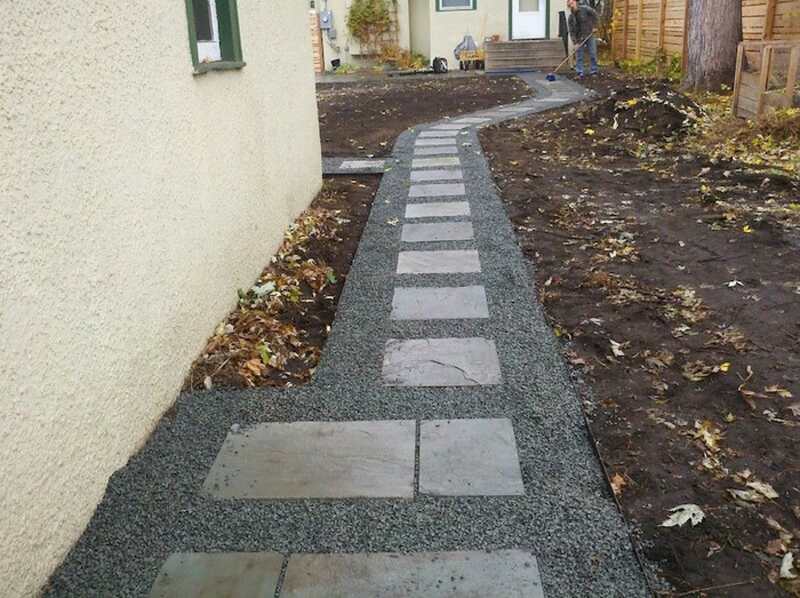 Flagstone walking path in yard