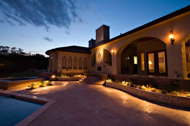 Pool with landscape lighting