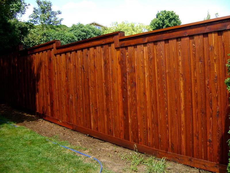 Stained cedar wood fence