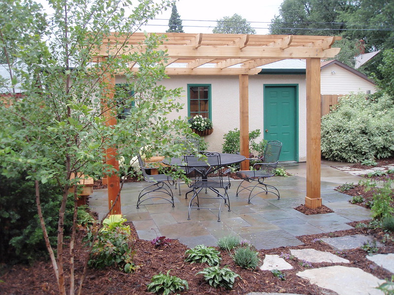 Pergola on a backyard patio