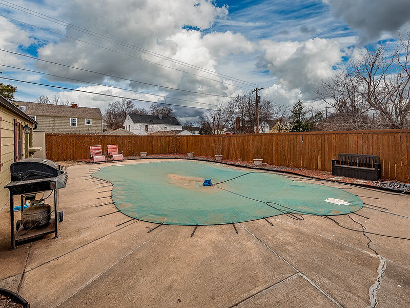 In-ground pool with cover on