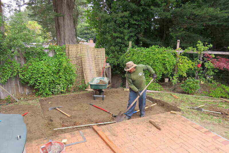 Man preparing the site for pouring concrete