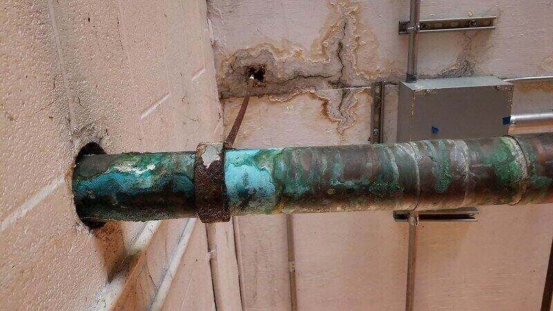 Leaking pipe with corrosion