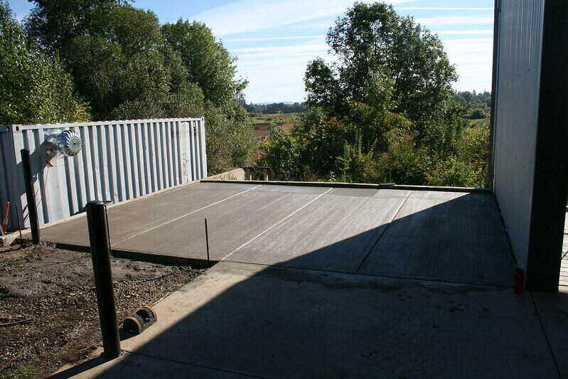 Freshly poured concrete slab