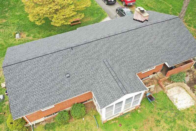 aerial view of a house roof