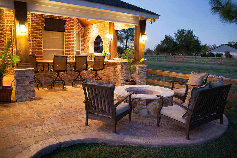 Outdoor fire pit on a patio