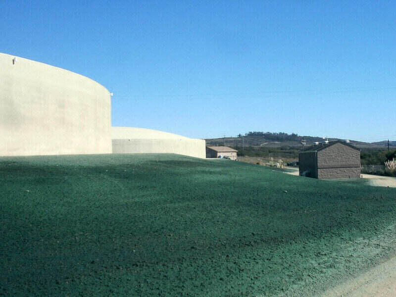 Freshly hydroseeded landscape
