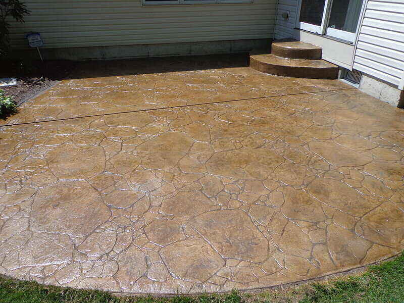 Stamped concrete pad that was stained