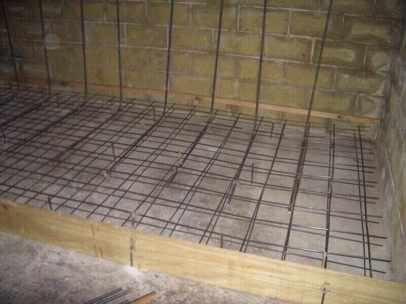 Reinforced area for concrete to be poured